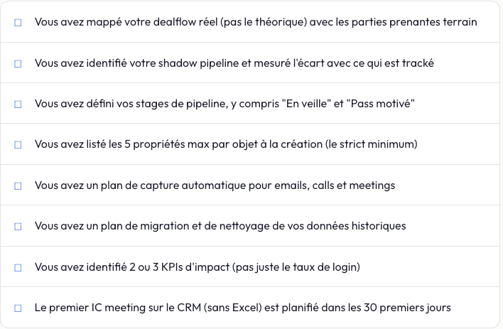 Checklist avant de lancer votre projet CRM